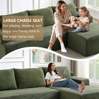 96.1" Modular Sectional Sofa Couches L-Shape Couch 3 Seat Modular Sofa Corduroy Memory Foam Sectional Boneless Couches for Living Room, Cloud Couch with Oversized Chaise(Green, Right Facing)