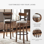 Signature Design by Ashley Valebeck 30" Farmhouse Pub Height Barstool, Brown