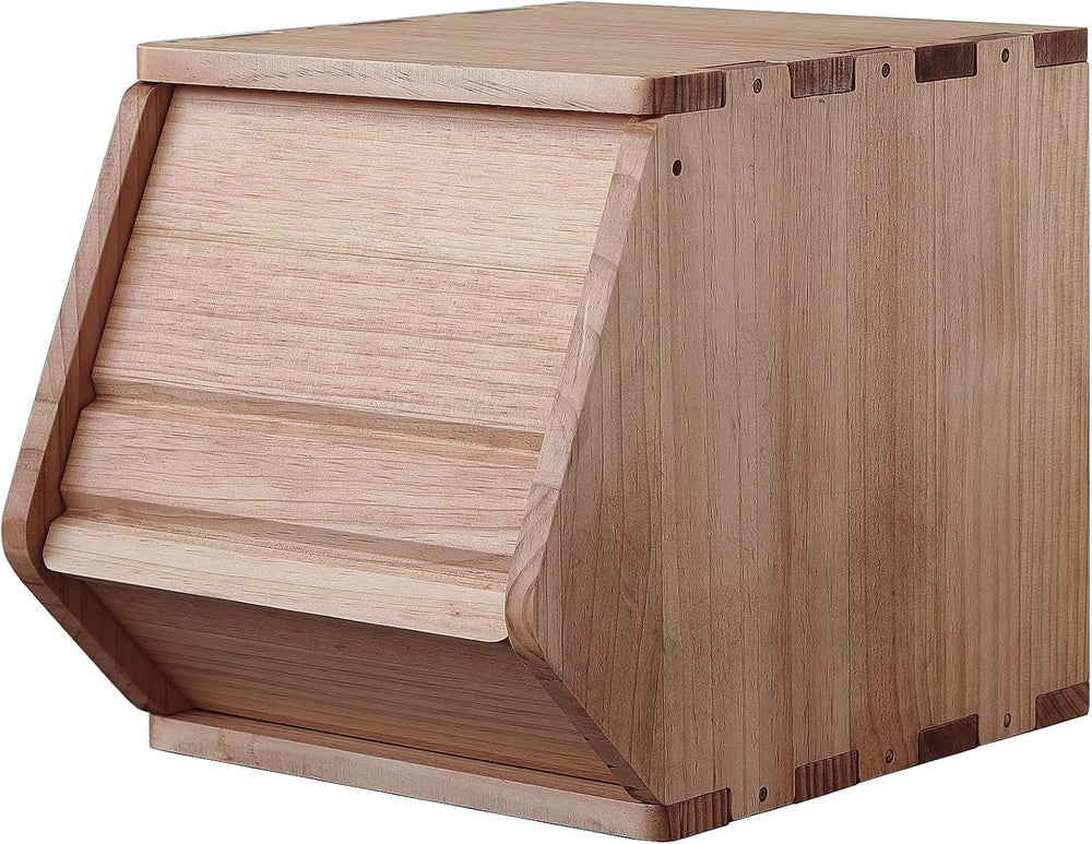Stackable Solid Wood Storage Chests,Bins with Lids,Modular Wooden Multi-use B...