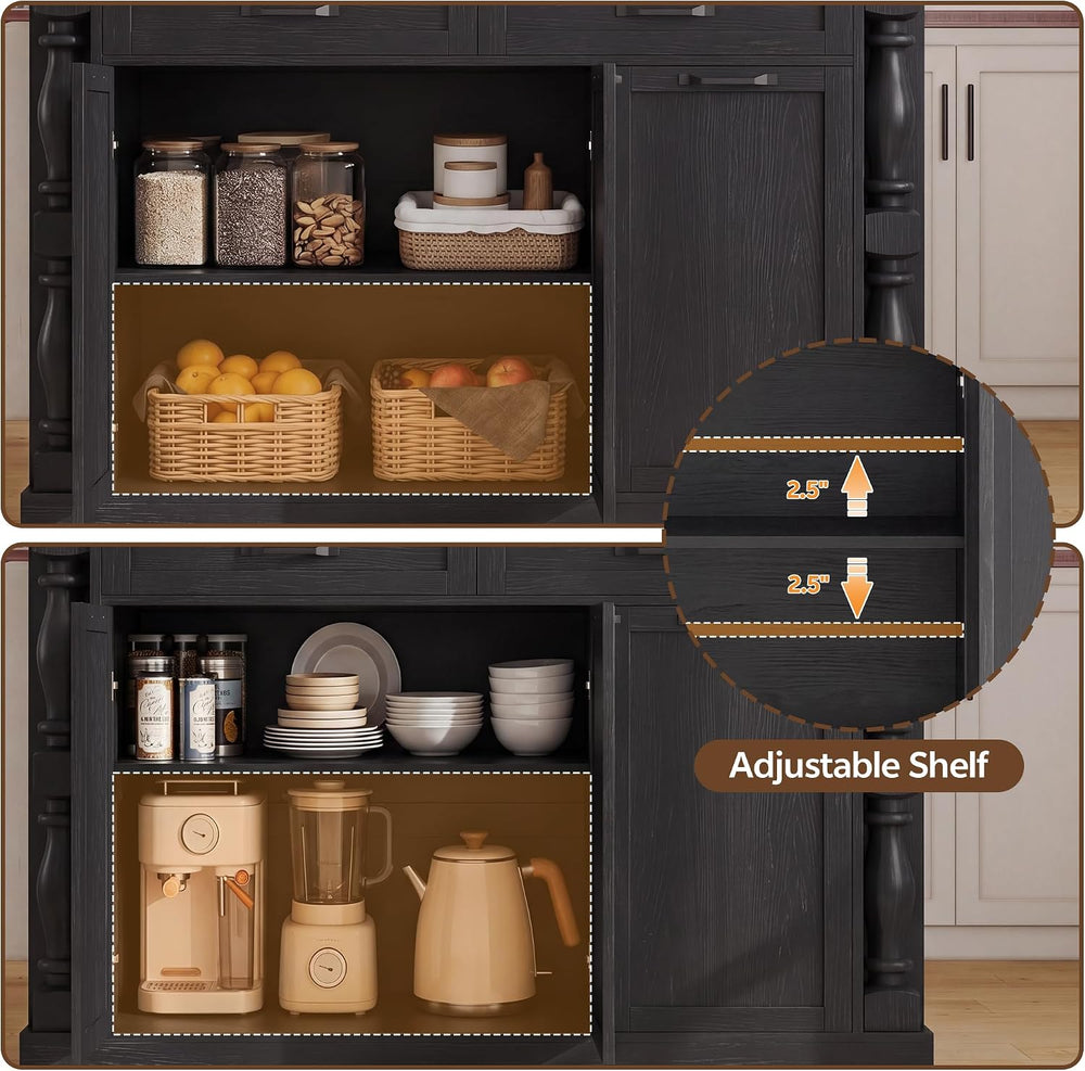 Kitchen Island, 47.6" Kitchen Island with Drop Leaf & Spice Rack, | ...