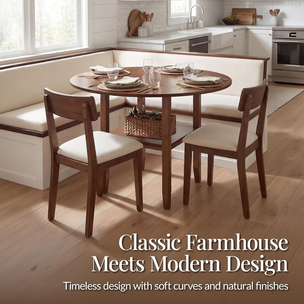 Best Choice Products 42" Round Drop Leaf Dining Table for 4, Solid Wood ...