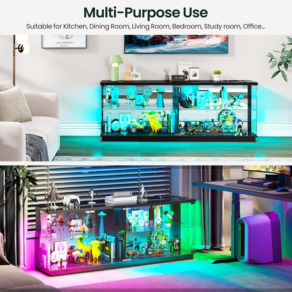 Lvifur 59" W Large Display Case - with Glass Door,Glass Display Cabinet ...