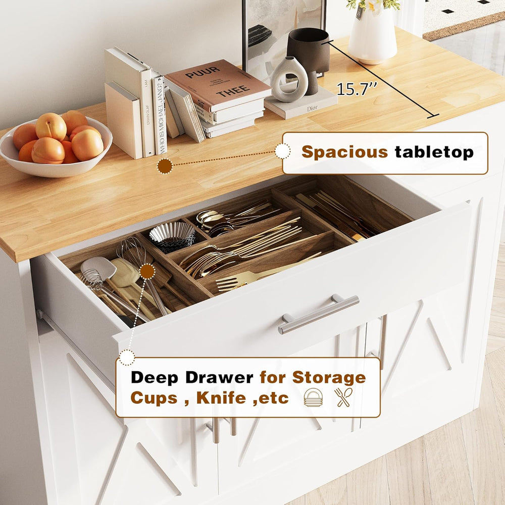 Vongrasig Coffee Bar Cabinet, Farmhouse Sideboard Buffet Cabinet with Storage...