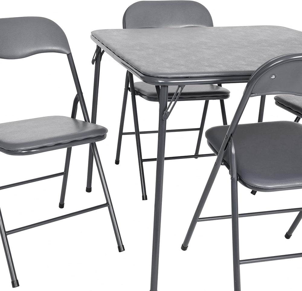 Flash Furniture Madison 5-Piece Folding Card Table and Chair Set, Gray | Port...