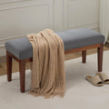 WUTUTUEE 43.5'' Linen Bedroom Bench, Upholstered End of Bed Bench, Padded Vintage Dining Bench, Entryway Bench with Solid Wood Legs, Kitchen, Living Room, Hallway, Dark Grey