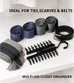 Tie Hanger for Men – 2 Pack Space-Saving Tie Organizer for Closet – Durable Plastic Scarf & Belt Hanger – 20-Tie Capacity Rack, Black – Closet Organizer for Ties, Scarves & Accessories