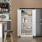 Steeloong 60"Metal Pantry Storage Cabinet with Doors & 3 Adjustable Shelves | Kitchen Pantry Cabinet,White Kitchen Cabinet with 2 Gold Handles,Tall Cabinet for Livingroom,Pantry, Bathroom,Kitchen