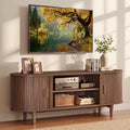 VASAGLE TV Stand for 65-Inch TVs, Mid Century Entertainment Center with Storage, Fluted Sliding Doors, Media Console Table for Living Room, Bedroom, Chestnut Walnut ULTV633K101