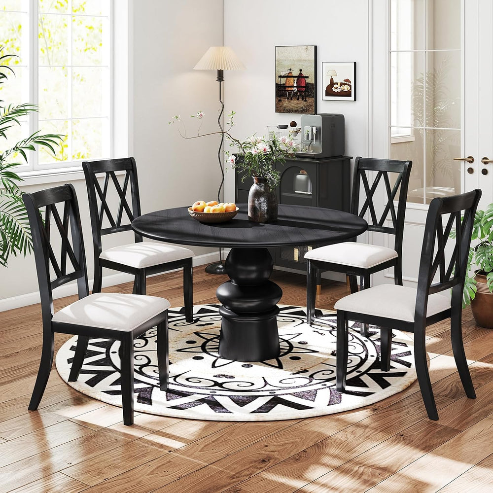 GOFLAME Wooden Dining Chairs Set of 4, Farmhouse Kitchen Chairs with X-Shaped...