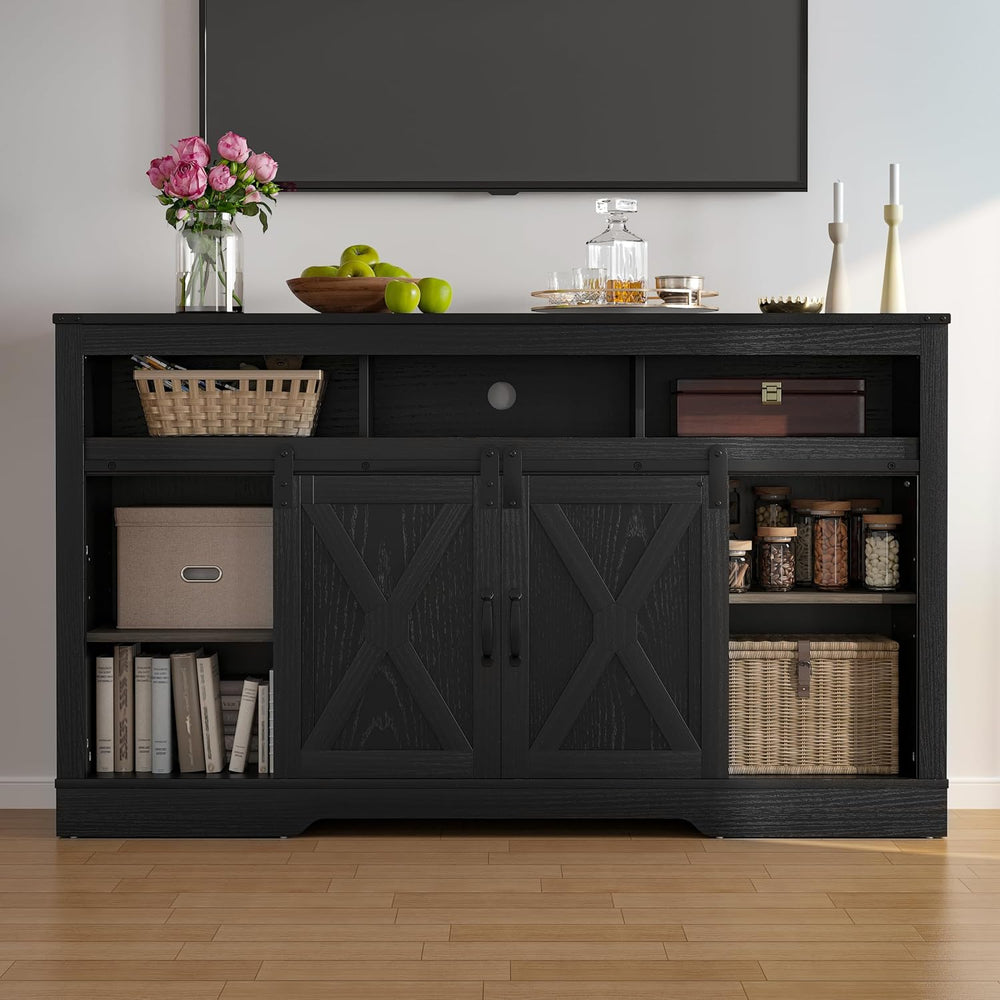 FansaFurn Farmhouse TV Stand for 65+ Inch TV | 34" Entertainment Center ...