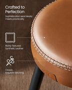 VASAGLE EKHO Collection - Dining Chairs Stools Set of 4, Upholstered Kitchen Chairs, Vanity Stools, Synthetic Leather with Stitching, Mid-Century Modern, 19-Inch Tall, Easy Assembly, Caramel Brown