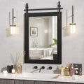 Hasipu Farmhouse Bathroom Mirror, 22"x30" Rustic Wood Framed Wall Mounted Mirror, Black Vintage Vanity Mirror Barn Door Style Decrative Mirrors
