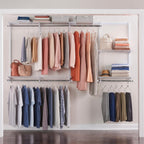 Rubbermaid Configurations Custom Closet Kit 4-8 Ft. Adjustable Metal Wire Shelving White Finish Expandable Organization System Hardware Included for Home Closet/Pantry/Laundry/Mudroom