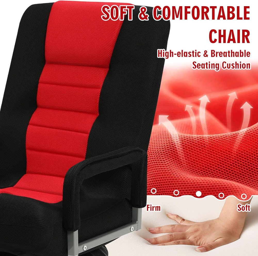 Swivel Floor Gaming Chair w/Armrests,Folding Video Reclining Sofa w/6 Adjusta...