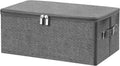 ANMINY Fabric Storage Bins with Zipper Lids, 15"x10"x6", Gray, 1 PCS | 15.6Qt Cotton Linen Storage Box, PP Board Frame, Washable Collapsible, with Handles & 3-side Open Lid, Stackable, Small