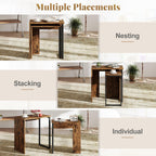 Giantex Nesting Coffee Table Set of 2, Rectangular Stackable Side Tables with Sturdy Metal Frames, Modern Nesting End Tables for Living Room, Bedroom, Rustic Brown