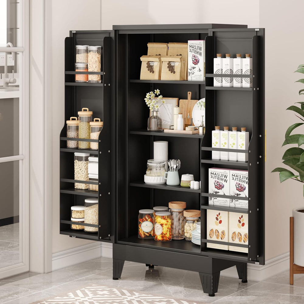pozdeg 47.24" Kitchen Pantry Cabinet, Metal Food Pantry Storage Cupboard...