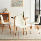 NORDICANA Set of 4 Dining Kitchen Mid-Century Modern Chairs with Metal Legs and Faux Fur Cushion for Living Room Kitchen Small Space, White