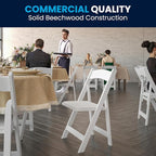 Flash Furniture HERCULES Series White Wood Folding Chair with Vinyl Padded Seat