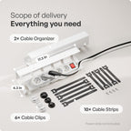 PAMO Cable Management Under Desk for Easy mounting Under-Table I Set of 2 - with 10X Cable Ties I Desk Organizer for Office/Home Office Table Thoughtful Cable Tray Holder