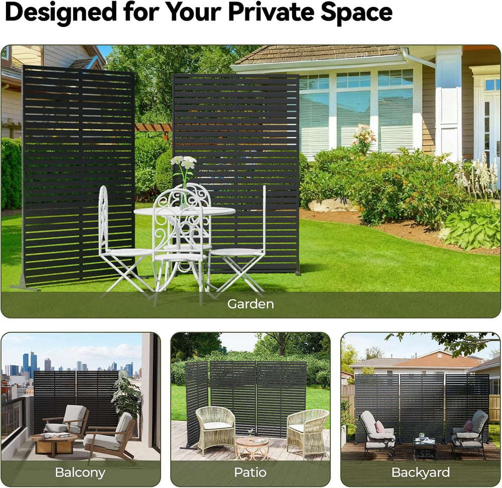 Privacy Screen Outdoor Freestanding Fence Panel with 6 Panel, 72" H×47&q...