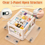 Medicine Organizer Box with Clear Window,Large Medicine Storage Container with Wheels for Bathroom Carbinet,First Aid Box Empty,House Essentials