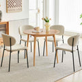 35'' Round Dining Table Set for 4 with Chairs, Mid Century Modern Round Kitchen Table and Chairs Set for Small Space, Compact Dining Table for Apartment Breakfast Nook - White