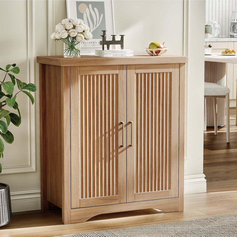 Memobarco 29" Fluted Sideboard Buffet Cabinet with Storage,Natural Oak