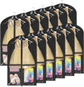 Univivi 40 Inch Dance Costume Garment Bags for Dancers, Black, 12 Pack | Breathable Fabric, Clear PVC Window, 3 Zip Pockets, Foldable Costume Garment Bags for Dancers, Dance Costumes, Dresses, Suits