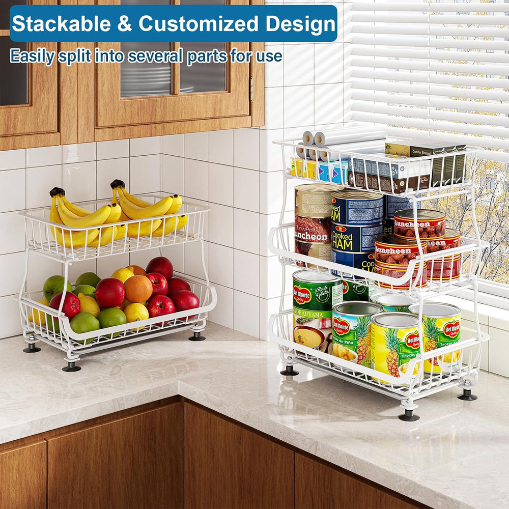 OKZEST 3-Tier Rolling Pantry Floor Organizers and Storage Cart with Wheels | ...