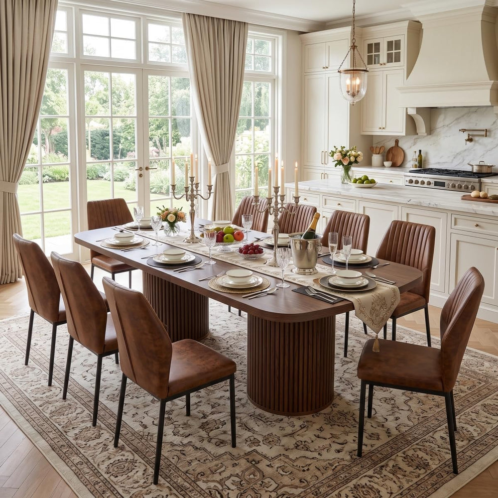 79" Dining Table Set for 10,Large Rectangular Kitchen Table Set for 10 w...