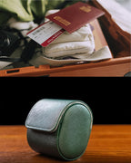 MR.OKAY Single Watch Travel Case -Classic Leather Watch Case with Perfect Texture. Watch Carrying Case or Organizer for Storage And Display. Ideal Gift for Men Traveling, All Handmade by Artisans