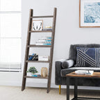 Natsukage Rustic Wooden Blanket Ladder - Farmhouse Decorative Ladder Shelf for Living Room, Bathroom, Bedroom (63" x 22", Rustic Walnut)