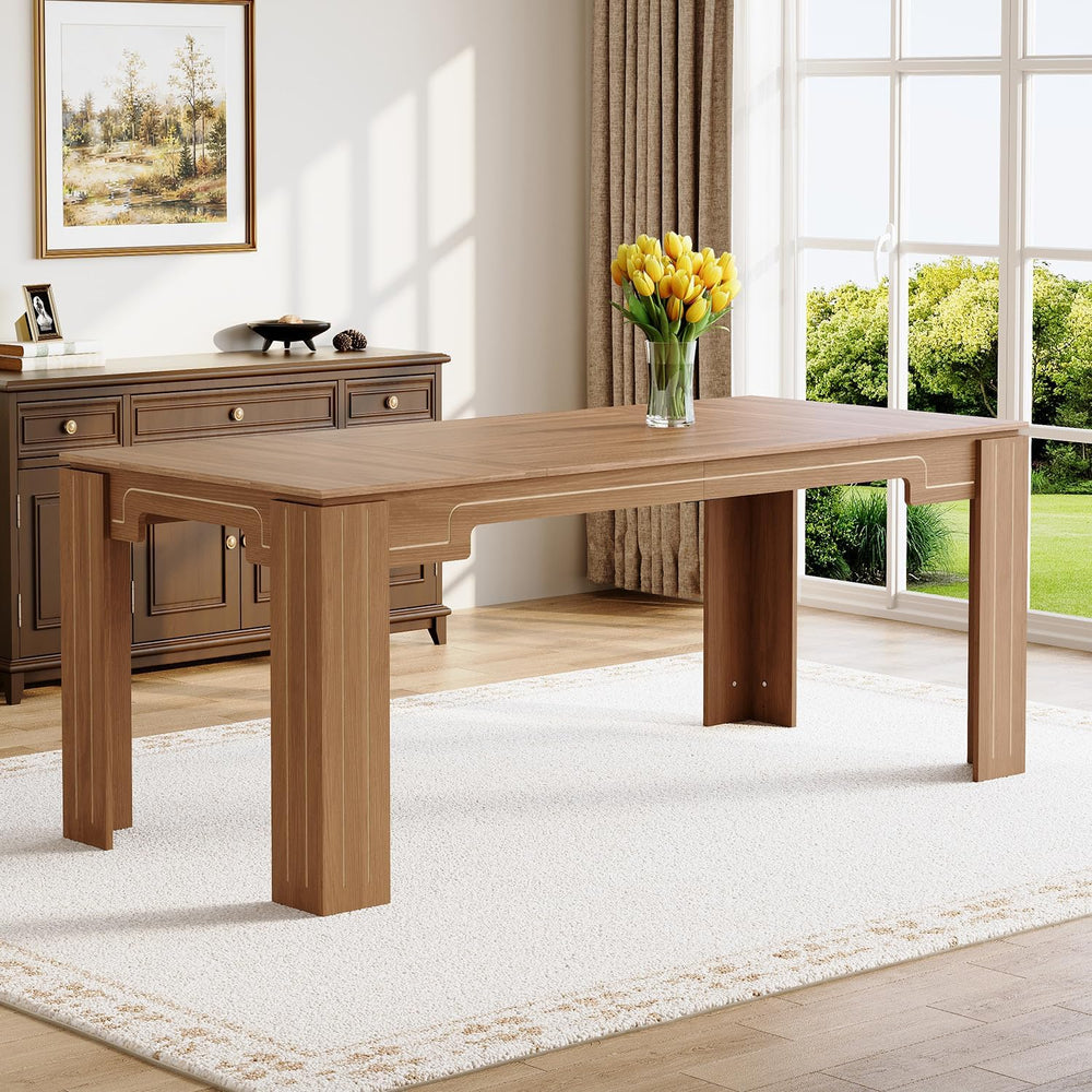 71" Wood Dining Table for 6-8, Large Rectangular Wood Grain Kitchen Dini...