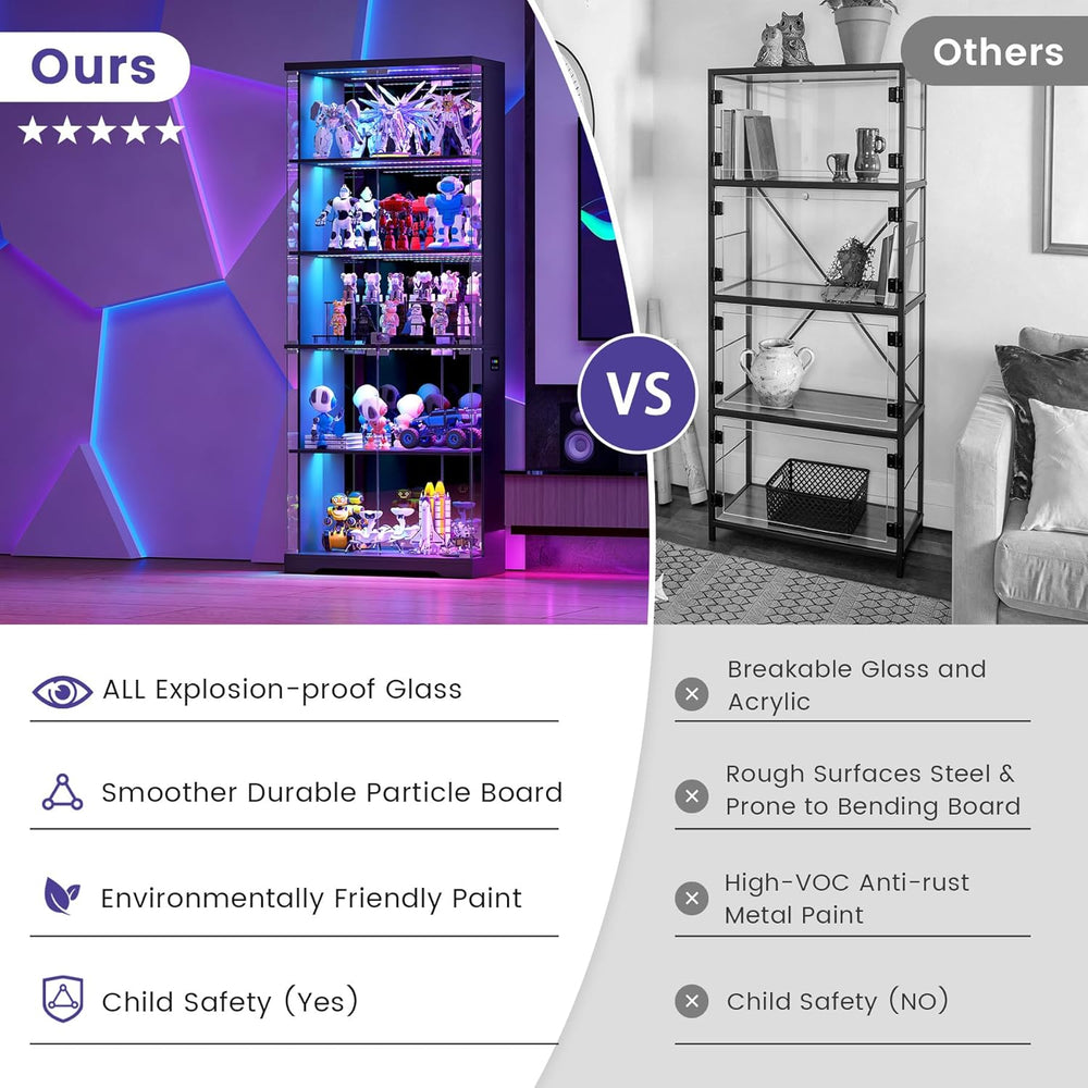 Dystler Glass Display Cabinet with Doors and RGB LED Lights