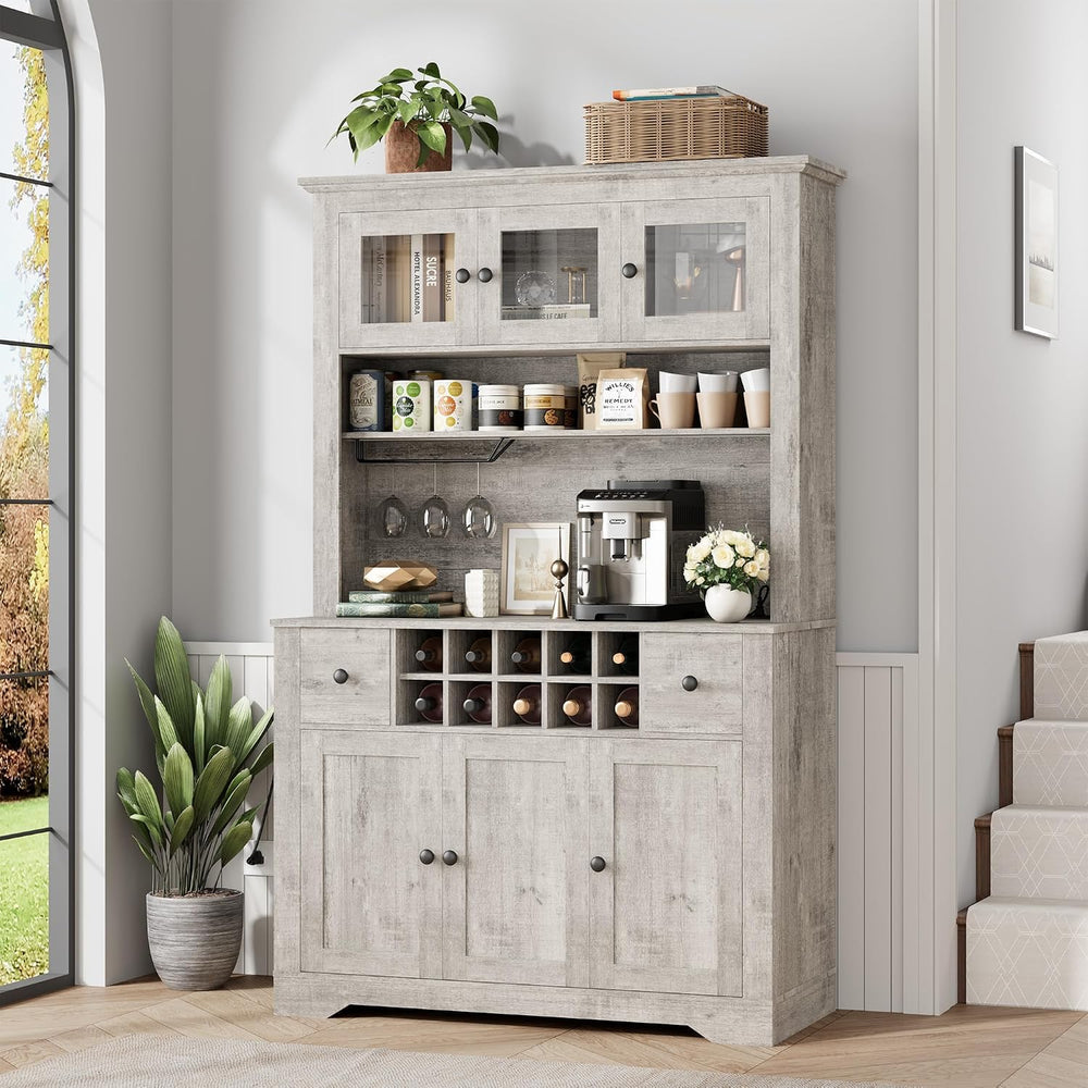 GAOMON 69" Pantry Cabinet with LED Light & Charging Station, Kitchen...