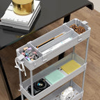 SPACELEAD 2-piece Set Slim Storage Cart 3 Tier,Bathroom Organizer Rolling Utility,Mobile Shelving Unit Slide Out for Office, Kitchen, Laundry Room & Narrow Places