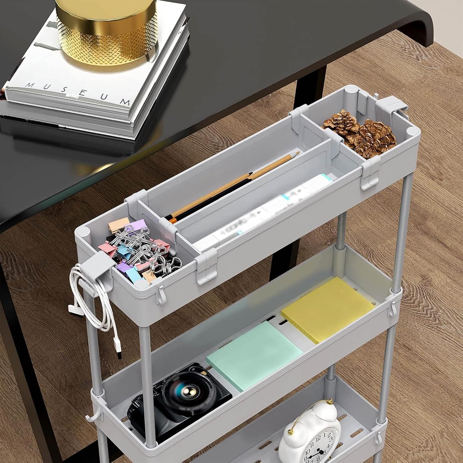 SPACELEAD 2-piece Set Slim Storage Cart 3 Tier,Bathroom Organizer Rolling Utility,Mobile Shelving Unit Slide Out for Office, Kitchen, Laundry Room & Narrow Places