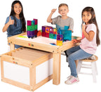 NILO Kids Activity Table Set with 2 Compatible with/Replacement for Detachable Double-Sided Baseplates/Boards/Mats Lego Duplo (N34 Play Table Without Holes, 24x32x20 and 2X Blue Base Plates 12x32)