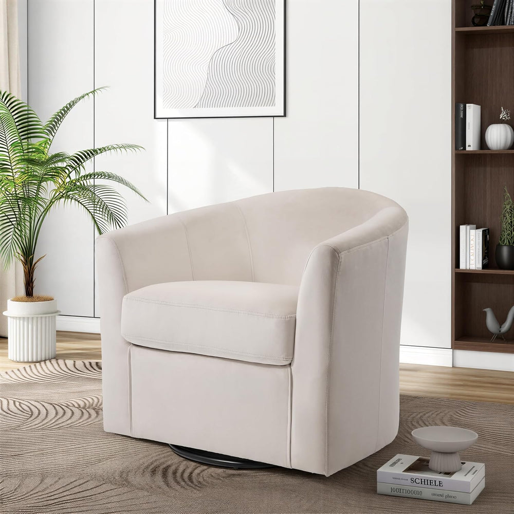 Swivel Accent Chair, Upholstered Velvet Barrel Armchair, Modern Round Single ...