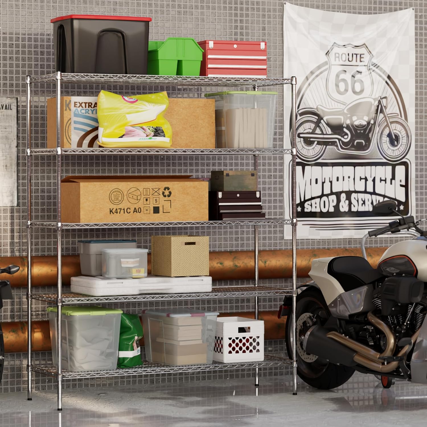 21" Deep x 60" Wide x 74" Height Wire Shelving Kit | 5-Tier | NSF Commercial Storage Rack Unit
