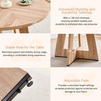47" Round Dining Table Set for 4, Kitchen Table and Chairs | Wooden Cross Base, Boucle Fabric Chair, for Apartment