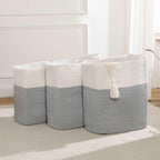 Tall Laundry Basket With Handles,Woven Cotton Rope Big Laundry Hamper Sorters,Versatile Storage for Dirty Clothes,Baby Toys,and Blankets in Bathroom, Nursery,and Living Room (Silver Gray, 80L)
