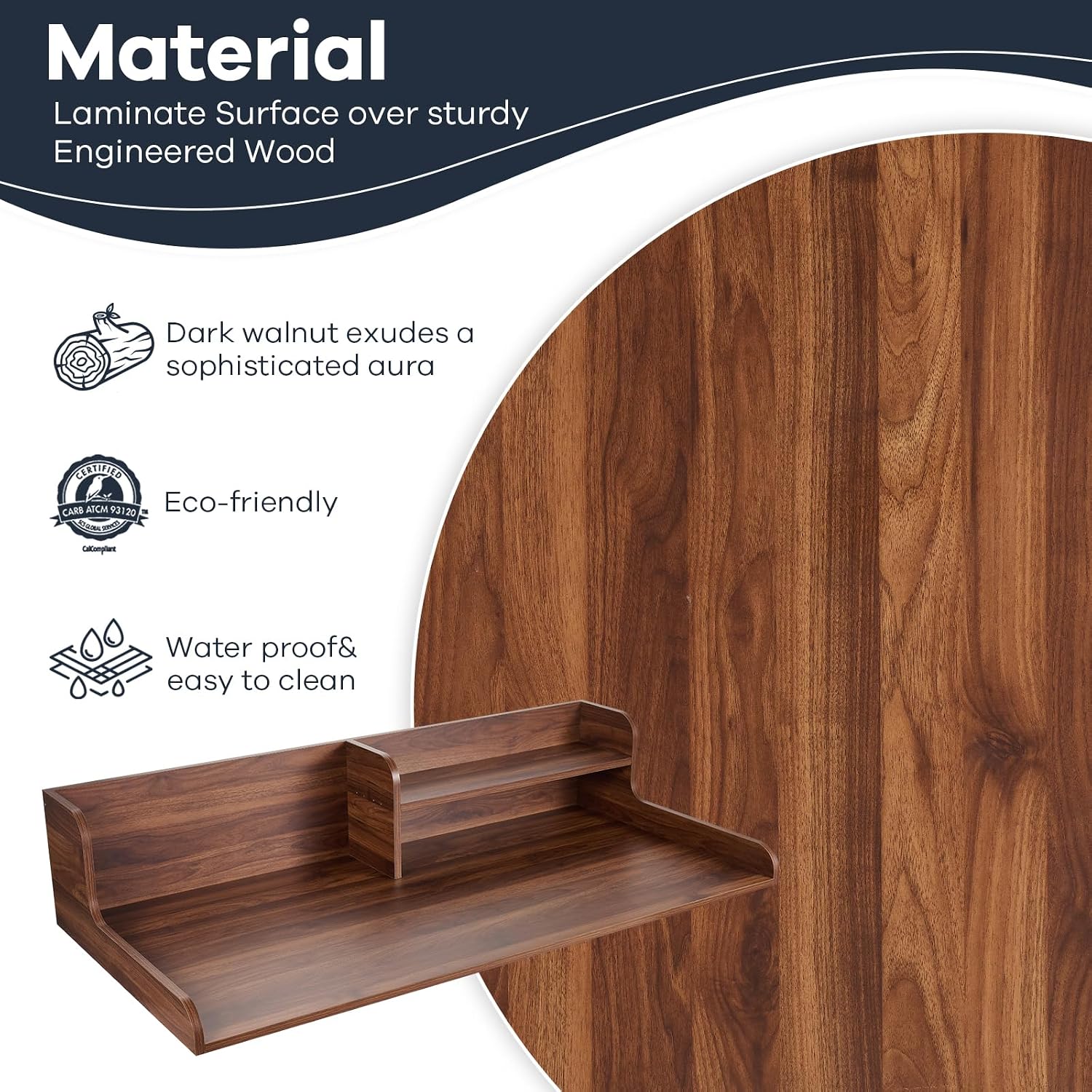 Kaboon Washer Dryer Countertop 2 Tier 58 inches Wide, Laundry Shelf Topper with Edge, 58" W x 28" D x 12" H Laundry Space Organizer, Dark Walnut