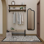 Clothes Rack 36in, 2 Tier Wall Mounted Garment Rack with Real Wood Shelf, Heavy Duty Hanging Clothes Rack, Multi-Purpose Hanging Rod, Space-Saving Closet Storage