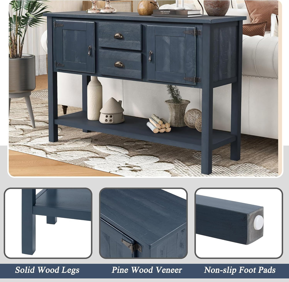 LKTART Farmhouse Sideboard Buffet Cabinet,Solid Wood Sideboard with Storage D...