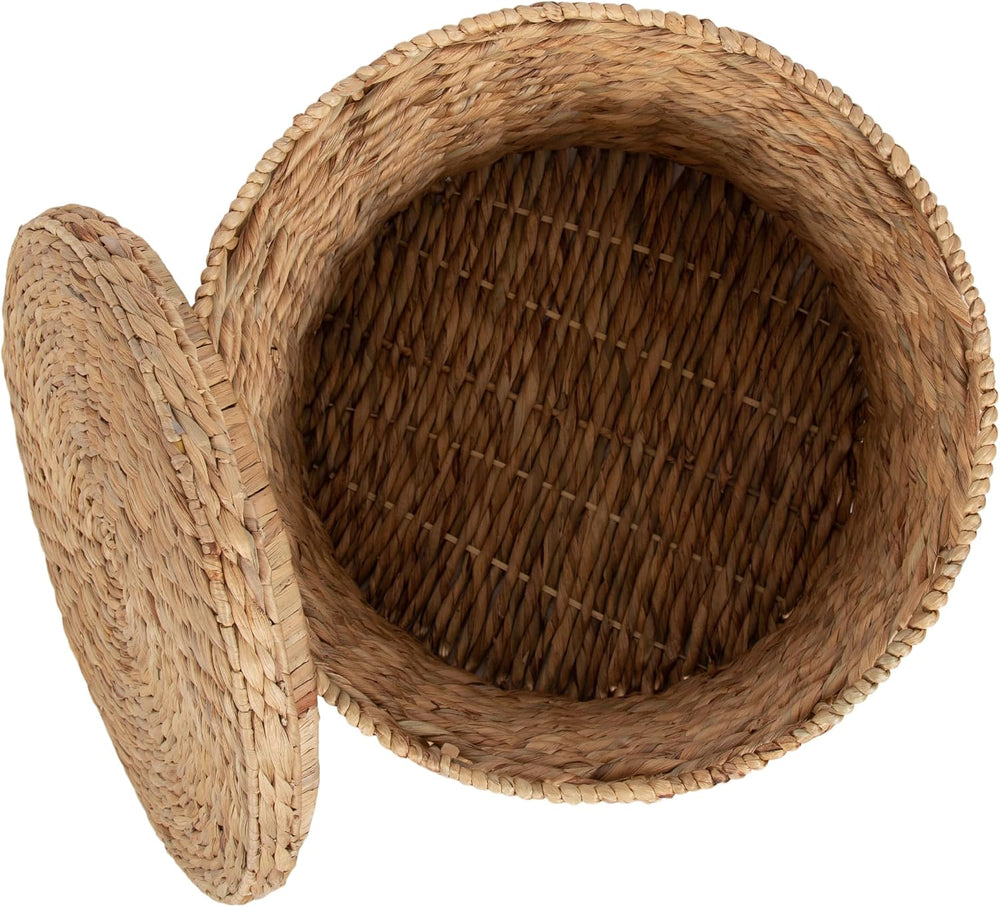 Kate and Laurel Halm Modern Woven Rattan Round Storage Side Tables, Set of 2,...