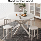 Stackable Stools Set of 4, Wood Stool 18 Inch Stool Stackable Side Tables Nesting Table Sturdy and Durable, No Installation Required for End Table,Top Stackable Round Stools(White Barstool)