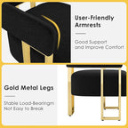 STHOUYN Modern Black Boucle Dining Chairs Set of 2 with Gold Metal Legs, Mid Century Barrel Kitchen Chairs Set, Upholstered Accent Armchairs Dining Room Set, Living Room, Apartment (Black, 2pcs)