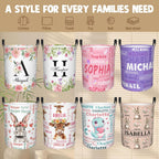 Custom Name Laundry Hamper, Personalized Elephant Laundry Basket with Name for Boys Girls Kids Men Women, Customized Name Dirty Clothes Basket Gifts for Clothes Toy Bathroom Bedroom Laundry Room Dorm